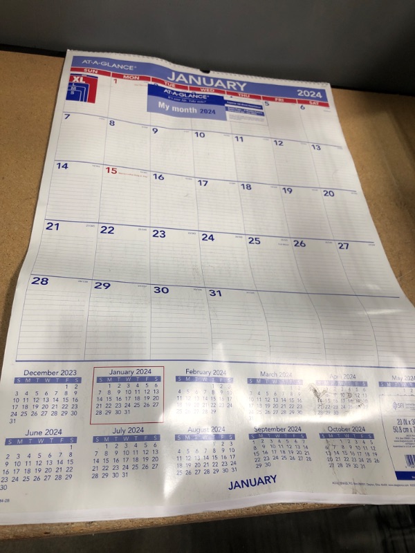 Photo 1 of AT-A-GLANCE 2024 Wall Calendar, 20" x 30", Extra Large, Spiral Bound, Monthly (PM42824) Extra Large 2024 New Edition
