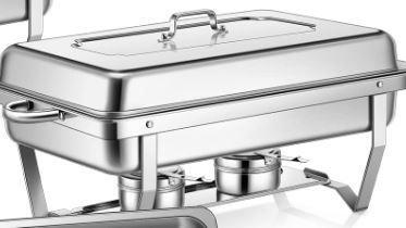 Photo 1 of 1 Pack Stainless Steel Chafing Dish Buffet Set 8 QT Chafer Dish with 3 1/3 Size Chafing Food Pans Rectangular Catering Warmer Set with Water Pan for Buffet Wedding Parties Banquets Catering Events