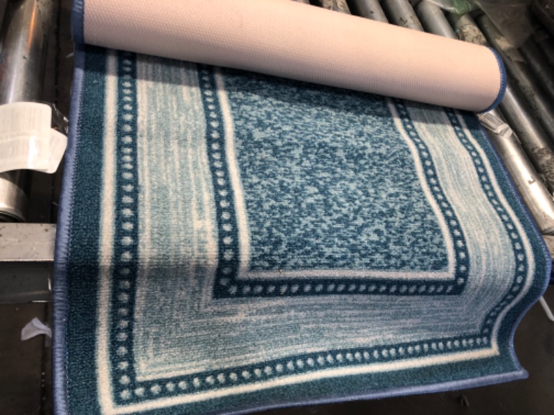 Photo 2 of 1'11" x  8' Blue Traditional Runner Rug for Hallway, Kitchen, Bedroom, Living Room