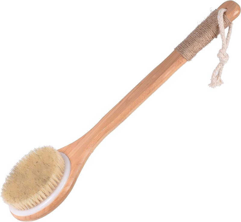 Photo 1 of Chikoni Dry Bath Body Brush Back Scrubber with Anti-Slip Long Wooden Handle, 100% Natural Bristles Body Massager, Perfect for Exfoliating, Detox and Cellulite, Blood Circulation, Good for Health