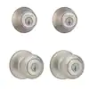 Photo 1 of 
Kwikset
Cove Satin Nickel Keyed Entry Door Knob and Single Cylinder Deadbolt Project Pack featuring SmartKey and Microban