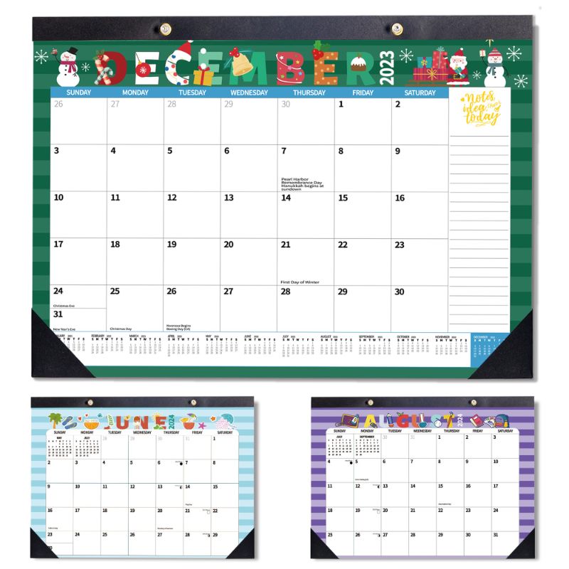 Photo 1 of 2 PACK- 2024 Calendar Doodle Large Desk Calendar Wall Calendar Monthly Desktop 17"X 12" Calendar Desk Planner Pad Paper Calendar December 2023 - December 2024, Planning and Organizing Home, School, Office Doodle 17"x12"