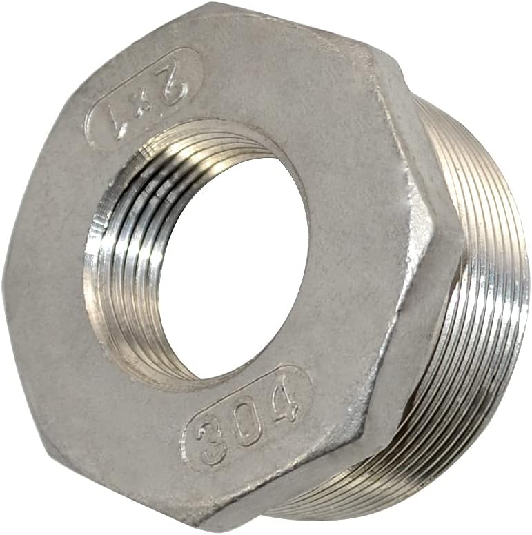 Photo 1 of 2 PK 1/4" Male NPT to 1/8" Female NPT Female Reducing/Reducer Bushing Pipe Fitting,Adapter,Stainless Steel SS 304 Hex Bushing (2" Male to 1" Female)