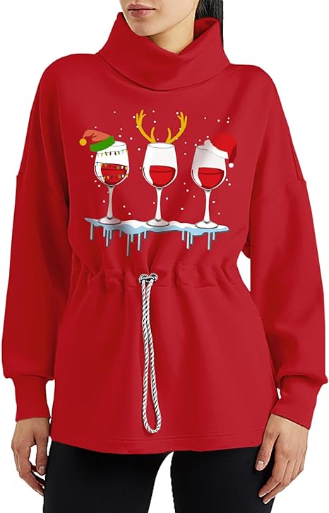 Photo 1 of Doshoop Women's Turtleneck Sweatshirts Long Sleeve Pullover Tops Side Slit Tunic Shirts with Drawstring Waist
(30x40)