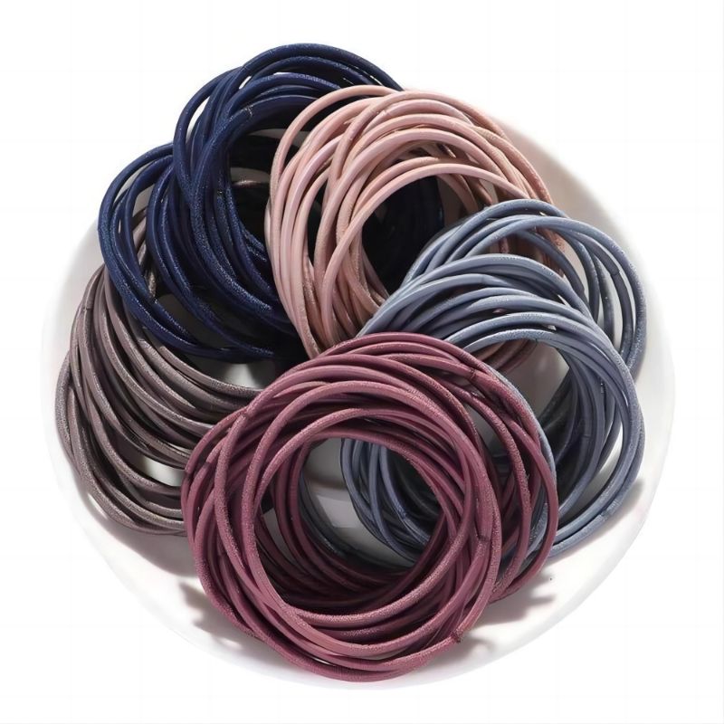 Photo 1 of 100 Pieces Elastic Hair Ties, High Elastic stretch Hair Bands Rope Ponytail Holders Headband Scrunchie Hair Accessories No Damage Effortless Beauty Thick Hair Elastics 2 PACK 