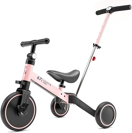 Photo 1 of 67i Tricycles for 1-3 Year Old Toddler Tricycle with Push Handle for 1-3 Years Old Trikes for Toddlers with Push Handle Boys and Girls Kids Push Trike Toddler Bike with Removable Pedals Adjustable Seat and Handle