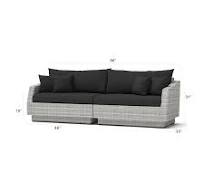 Photo 1 of 2-Piece All-Weather Wicker Patio Sofa with Sunbrella Tikka BLACK Cushions