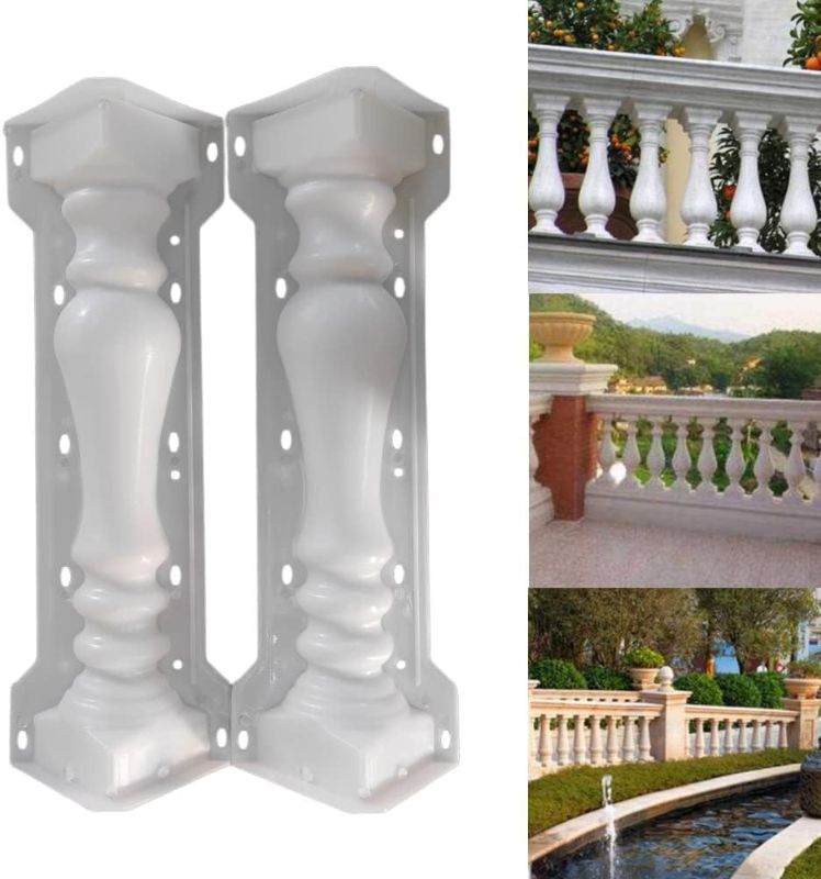 Photo 1 of 2PCS Balustrades Mold 14 * 60CM European Roman Column Mouldor Concrete Plaster Cement Plastic Casting Mould Kit for Garden Balcony Fence Decor
