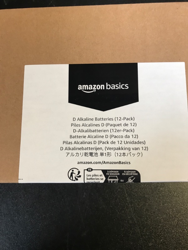 Photo 5 of Amazon Basics 12-Pack D Cell Alkaline All-Purpose Batteries, 1.5 Volt, 5-Year Shelf Life 12 Count (Pack of 1)
(FACTORY SEALED)