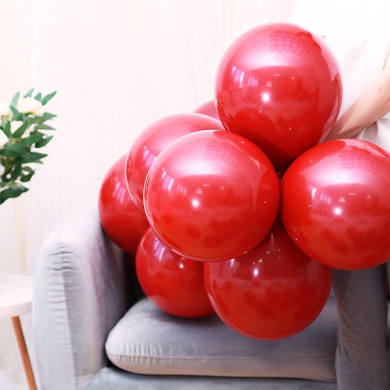 Photo 1 of 12-Inch Thicken Red Balloons 100 Pcs, Premium Helium Quality Latex Balloons, Birthday Balloons Arch Kit, Party Decorations for Christmas, Wedding, Bachelorette and Baby shower
