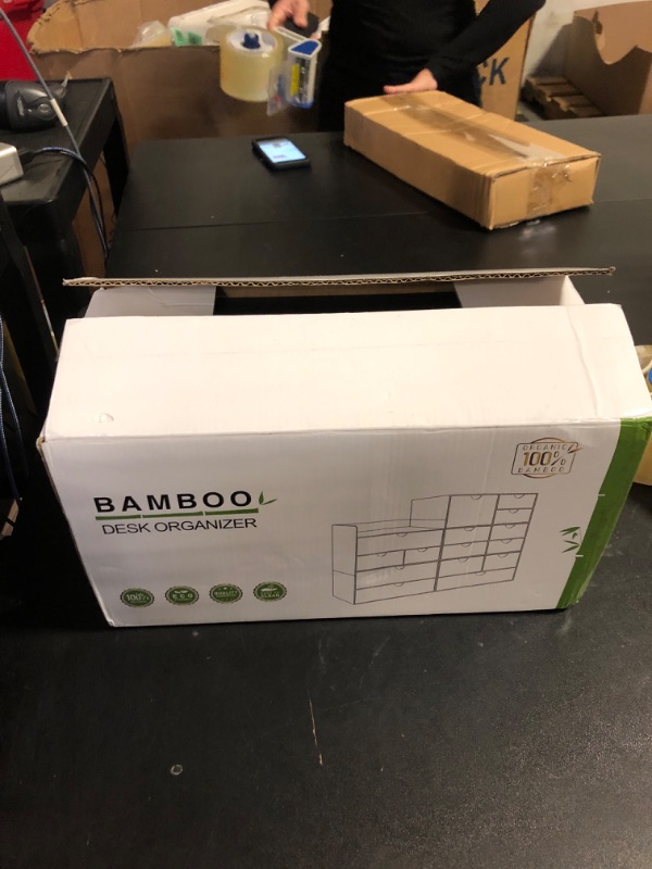 Photo 1 of Wisuce Bamboo Desk Organizer - Mini Bamboo Desk Drawer Tabletop Cosmetic Storage Organization for Office or Home Black