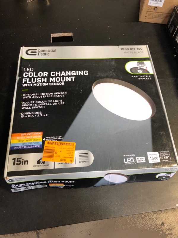 Photo 3 of 15 in. Matte Black Integrated LED Dimmable Selectable CCT Flush Mount Indoor Ceiling Light


