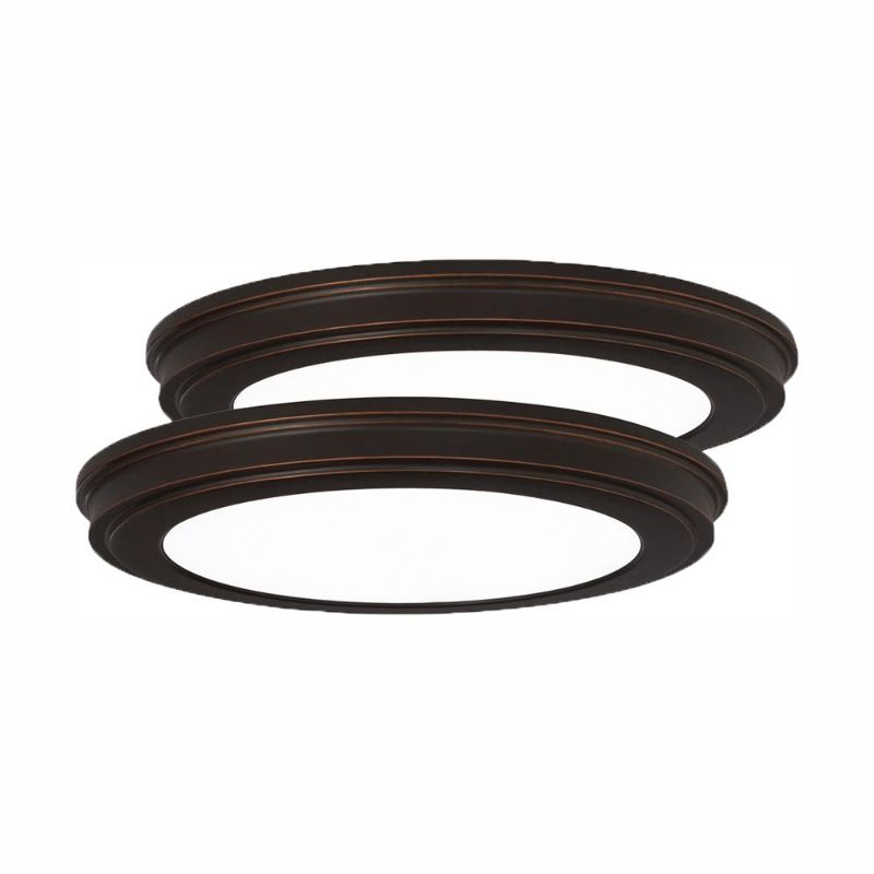 Photo 1 of 13 in. Oil Rubbed Bronze Color Changing LED Ceiling Flush Mount (2-Pack)
