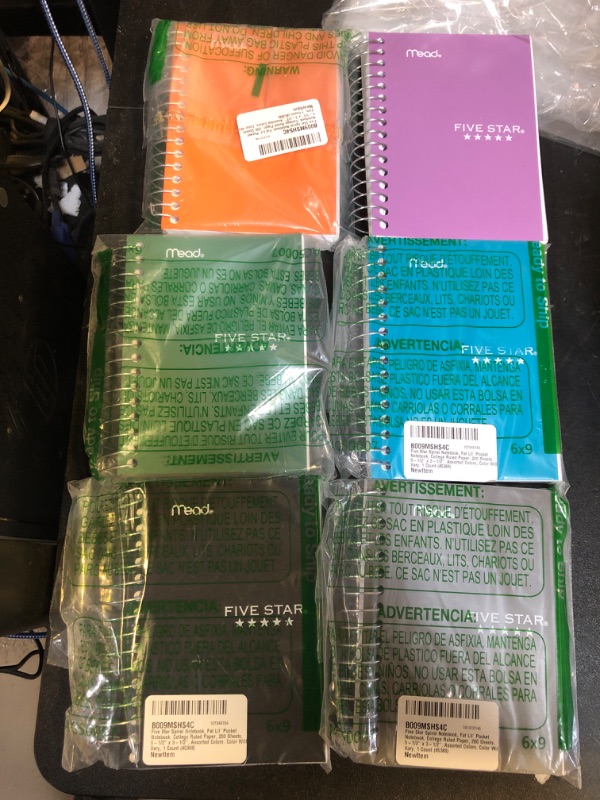 Photo 2 of five star spiral notebook, fat lil' pocket personal notebook, college ruled paper, 200 sheets, 5-1/2" x 3-1/2", assorted colors, 6 pack (38027)