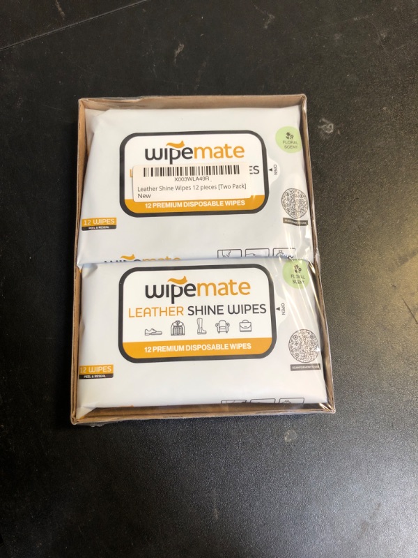 Photo 2 of WIPEMATE Premium Leather Wipes - Leather Shine Wipes Cleans Automobile Leather, Apparel, Furniture, Bags, Shoes & ALL Other Leather Accessories – 12 CT [2 Pack]