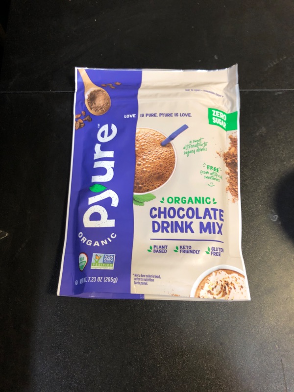 Photo 2 of Pyure Organic Chocolate Drink Mix, Keto, 0 Sugar, 7.23 oz (205 g)
 EXP 1/4/2025