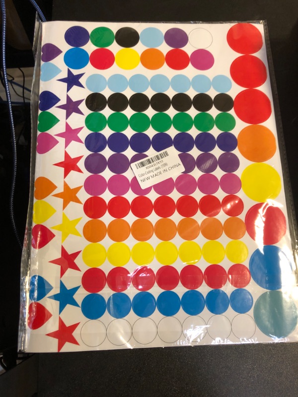 Photo 2 of 1600 Sheets Dot Stickers Round Colored Coding Labels, 12 Colors Circle Star Heart Shape Stickers for Kids Classroom Students Office