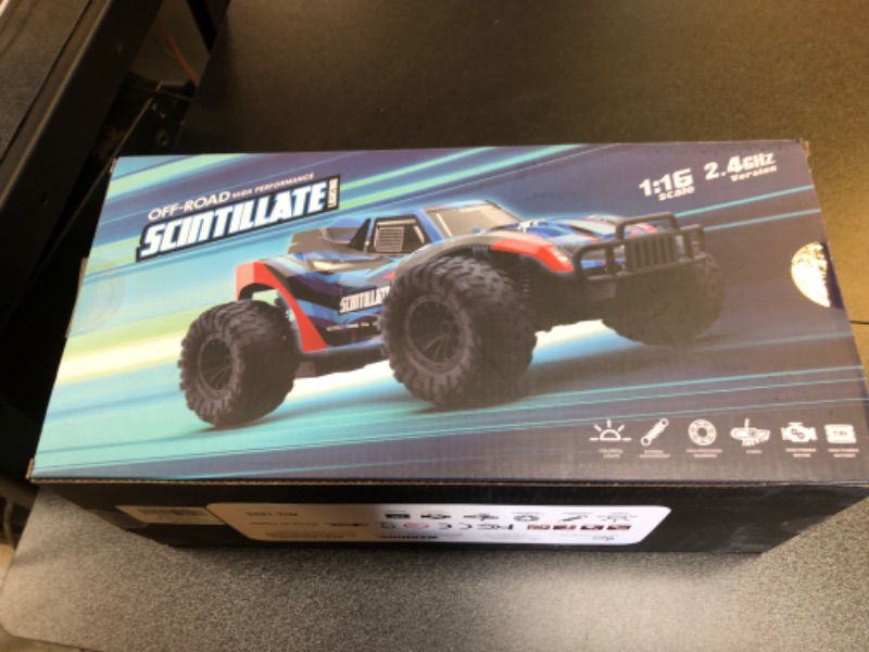 Photo 2 of RC Turck 1:16 Off Road 2WD Fast Remote Control Car Monster Truck 25km/h Short Course Race Vehicle Gift for Adult and Kid, 5 Mode LED Light, 80+ Min Play