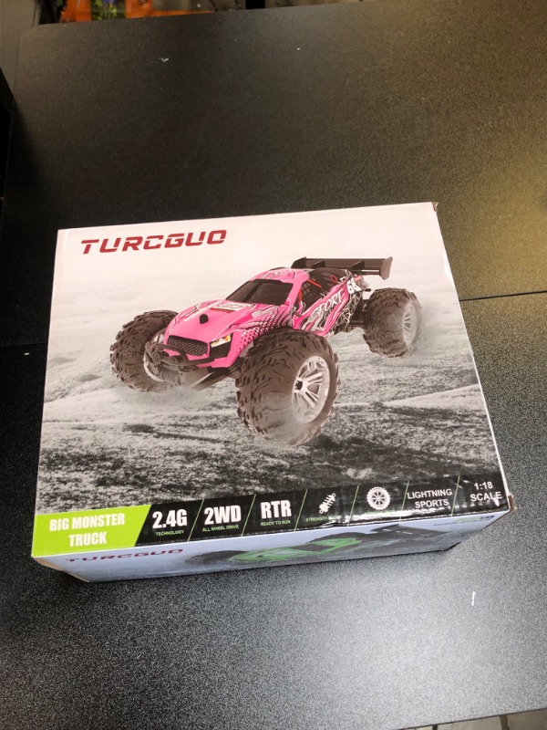 Photo 2 of Remote Control Car for Girl Toddler Toy,1:18 2WD Pink All Terrain Fast Electric Race Boy Gift Off Road 20km/h 2.4GHz Radio RC Monster Truck Boy with 2 Rechargeable Batteries