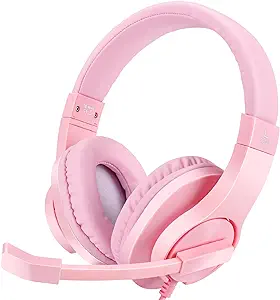 Photo 1 of DIWUER Gaming Headset for Xbox One, PS4, PS5, Nintendo Switch, Bass Surround and Noise Cancelling 3.5mm Over Ear Headphones with Mic for Laptop PC Smartphones, Pink
