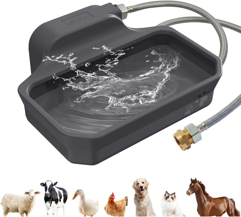 Photo 1 of 135OZ Automatic Water Dispenser for Large Dogs Fit 3/4in Male Connector, Outdoor Animal Water Bowl Include Water Fill Valve, 5ft Water Hose, Copper Connector, Extra-Large Drinking Area
