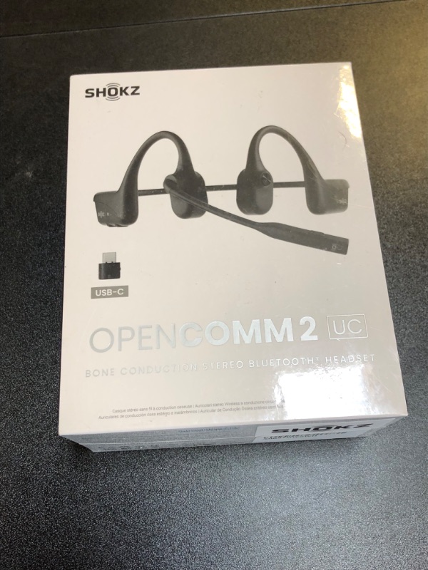 Photo 2 of SHOKZ OpenComm2 Open-Ear Bone Conduction Headphones, Wireless Bluetooth Computer Headsets with Noise Canceling Mic and Mute Botton for Work, Call, Meeting, 16 Hours Talk Time for Mobile & PC
