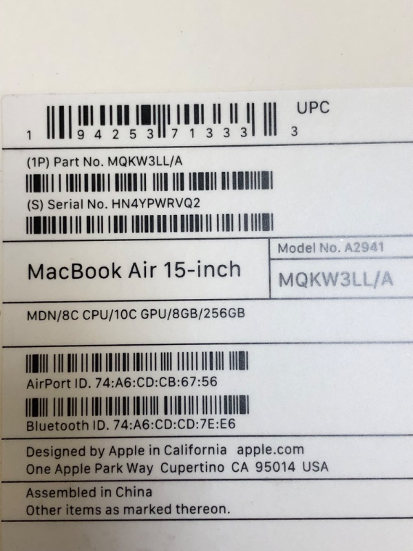 Photo 3 of Apple 2023 15.3-Inch MacBook Air Laptop with M2 Chip, 8GB RAM, 256GB SSD - Midnight 8GB RAM 256GB Midnight Without AppleCare+