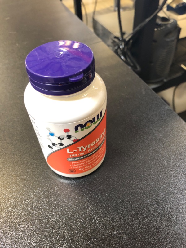 Photo 1 of  expires- 05/2025
NOW Supplements, L-Tyrosine 750 mg, Supports Mental Alertness*, Neurotransmitter Support*, 90 Veg Capsules