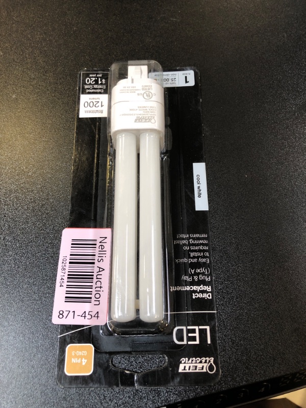 Photo 1 of 26-Watt Equivalent PL Quad Tube CFLNI 4-Pin Plugin G24Q-3 Base CFL Replacement LED Light Bulb, Cool White 4100K (1-Bulb)