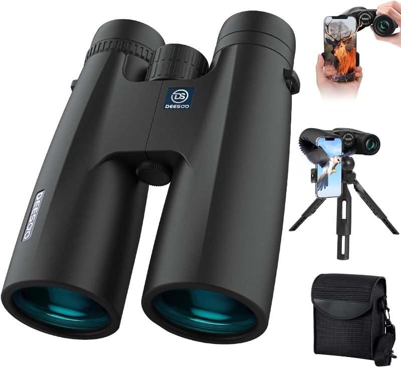 Photo 1 of 12x50 Binoculars for Adults - High Powered HD Binoculars with Phone Adapter and Tripod - Large View Binoculars for Bird Watching Hunting Stargazing Travel Cruise Ship Sports
