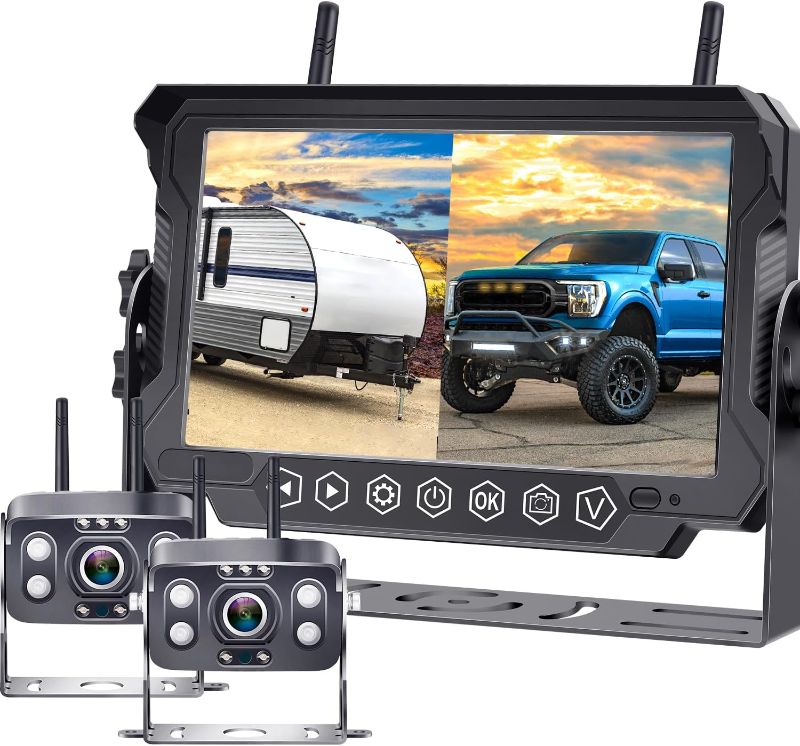 Photo 1 of RV Trailer Backup Camera Wireless 2-Cameras: Easy Setup Plug and Play for Furrion Pre-Wired System Recording 7" Touch Key Monitor HD 1080P Truck Camper Fifth Wheel Rear View Cam 4-Channel DoHonest V23
