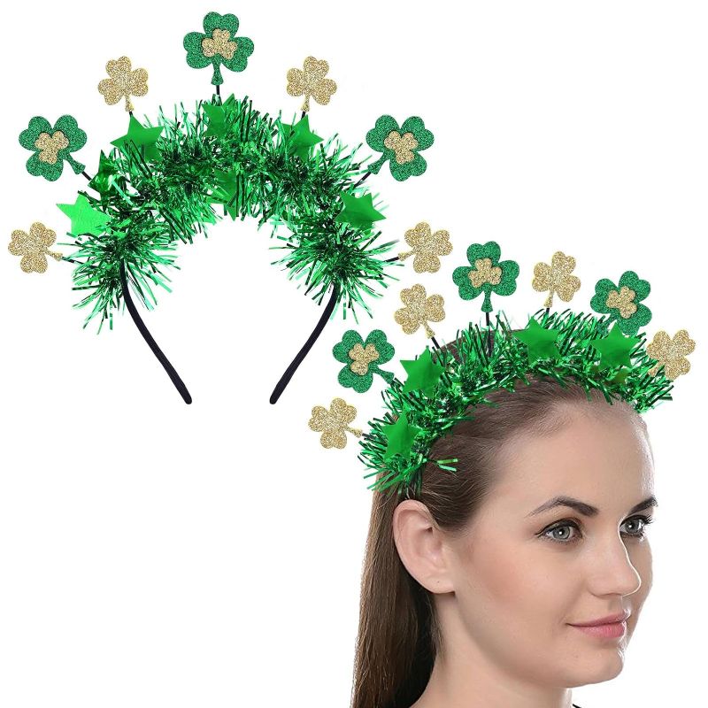 Photo 1 of  St Patricks Day Headbands, Green Shamrock Clover Headband for Women Girls St Patricks Day Accessories for St Patricks Day Party Decorations
