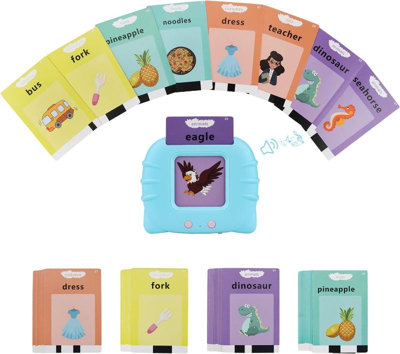 Photo 1 of Audible Flash Cards Montessori Autism Sensory Speech Therapy Learning Colors Shapes Educational Toys for Preschool Kindergarten Talking Flashcards Pink (Blue)
