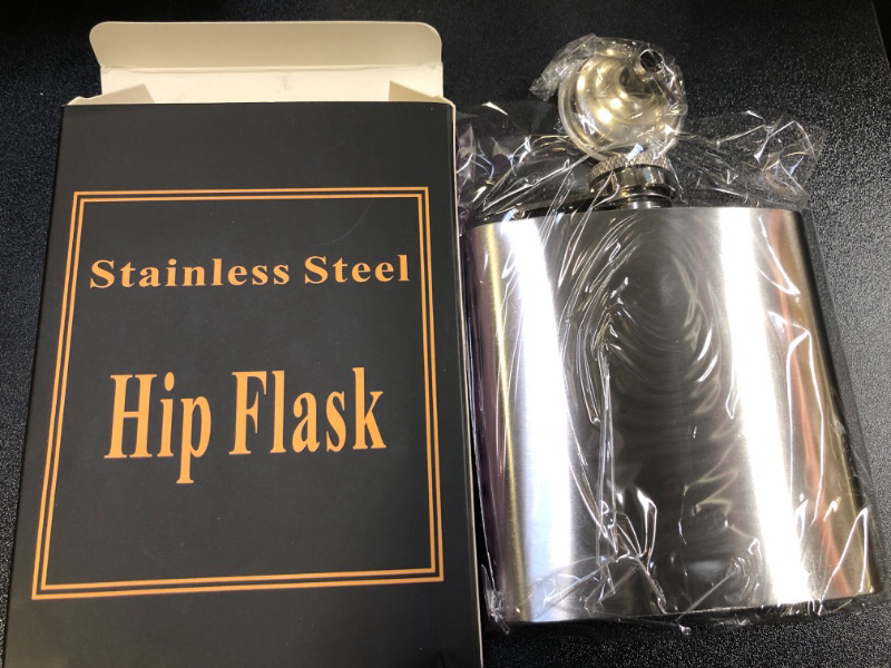 Photo 1 of 6 oz Hip Flask Stainless Steel Men Women Flask with Funnel,bulk of flasks set with funnel for Gift, Camping, Wedding Party 