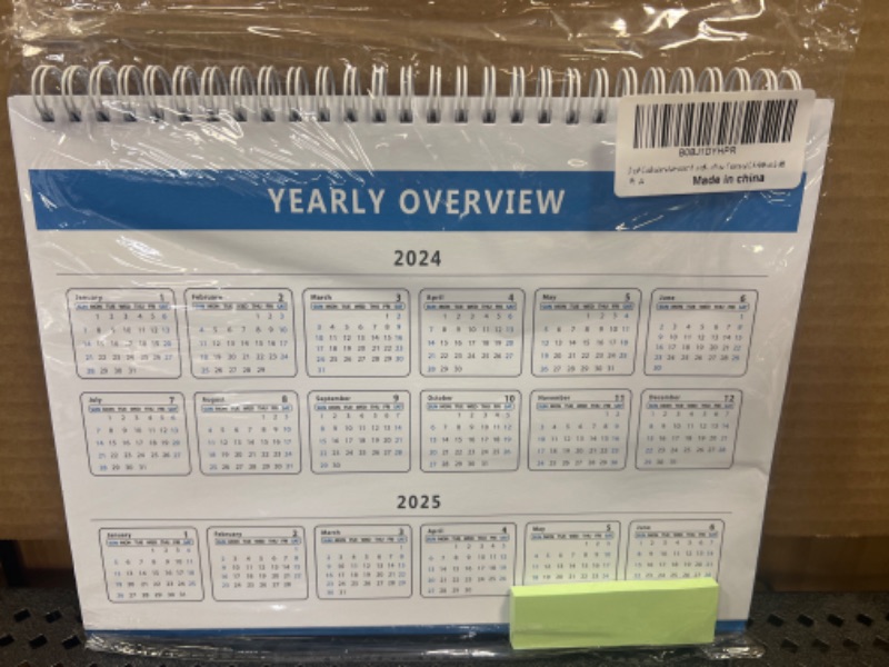 Photo 2 of    2024/2025   Desk Calendar 2024-2025 Monthly Desk Calendar from January 2024-June 2025 10"×8" Standing Flip Desktop Calendar with Strong Twin-Wire Binding Thick Paper and Writing Blocks for New Year and Christmas