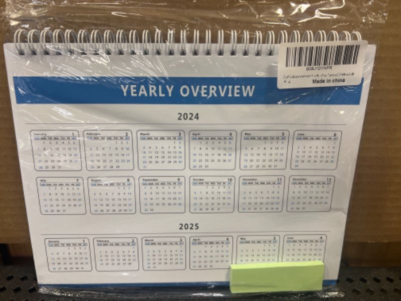 Photo 2 of 2024/2025      Desk Calendar 2024-2025 Monthly Desk Calendar from January 2024-June 2025 10"×8" Standing Flip Desktop Calendar with Strong Twin-Wire Binding Thick Paper and Writing Blocks for New Year and Christmas