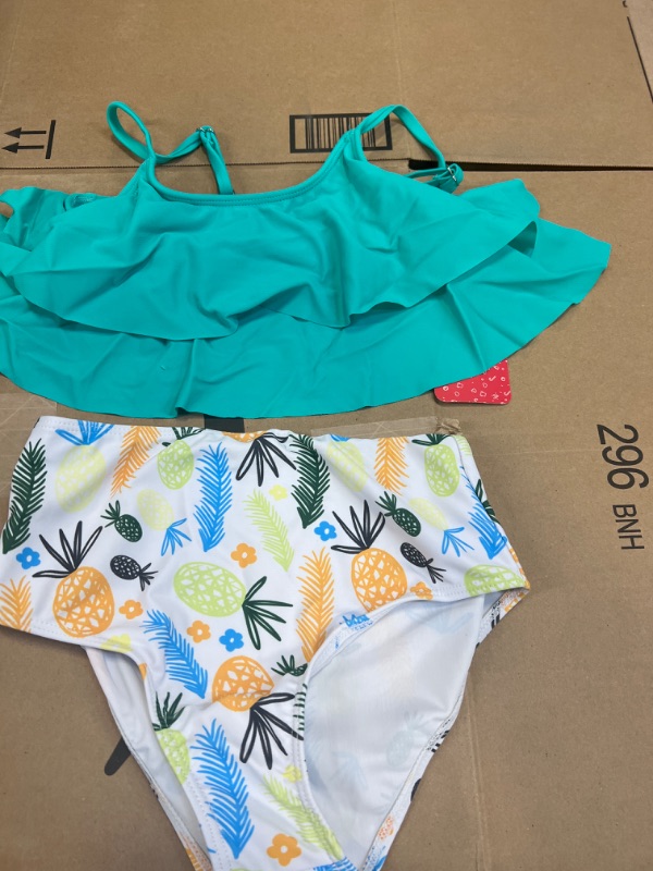 Photo 1 of Arshiner Girls Swimsuit Two Pieces Bikini Set Ruffle Bathing Suits Flounced Tankini Swimwear  SIZSE 8/9 Y 