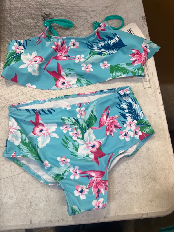 Photo 1 of Arshiner Girls Swimsuit Two Pieces Bikini Set Ruffle Bathing Suits Flounced Tankini Swimwear   8/9 y 