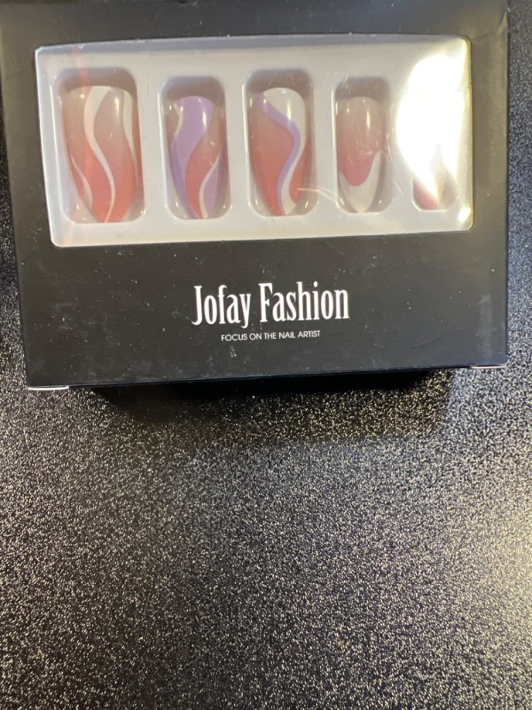 Photo 1 of Press on Nails Medium Almond, Jofay Fashion Fake Nails with Pink Purple Swirl Designs, Reusable Acrylic False Nails with Glue, Stick on Nails for Women & Girls Gift, Soft Gel Glue on Nails Kit, 24pcs A12.Cute swirl
