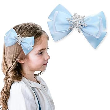 Photo 1 of Christmas Bow Hair Clips for Girls Snowflake Hair Bow Clips Hair Accessories Hair Barrettes (B) 2 PCS