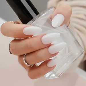 Photo 1 of White Press on Nails Short Almond, Jofay Fashion Cream White Fake Nails with Glue, Reusable & Natural Acrylic False Nails, Stick on Nails for Women Girls Gift, Soft Gel Glue on Nails Kit, 24pcs