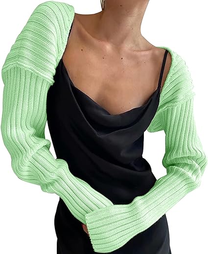 Photo 3 of Cioatin Women Bolero Shrug Sweater Fall Outfit Knit Crop Cardigan Y2K Top Long Sleeve Open Front Pullover Going Out