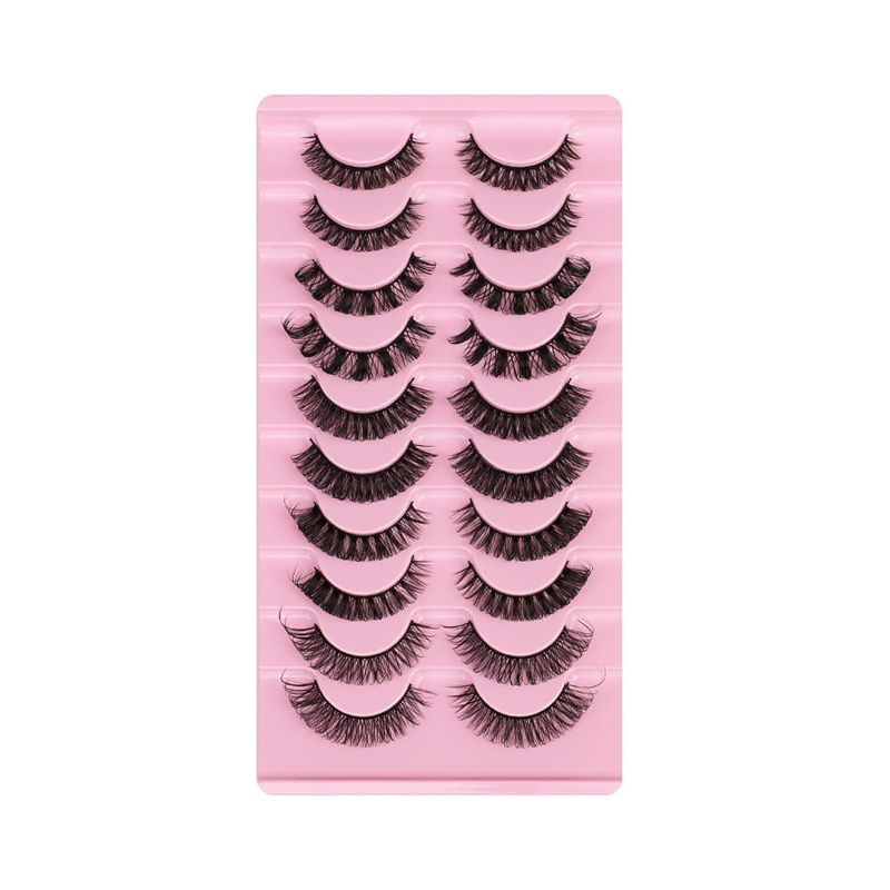 Photo 1 of Eyelashes Russian Volume Strip Lashes 5 Styles Mixed Natural, DD Curl Faux Mink Lashes Long Fluffy Soft Wispy Eye Lashes Reusable Eyelashes Extension, 10 Pairs (Whole Eyelashes)
