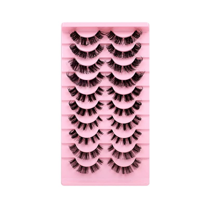 Photo 1 of Eyelashes Russian Volume Strip Lashes 5 Styles Mixed Natural, DD Curl Faux Mink Lashes Long Fluffy Soft Wispy Eye Lashes Reusable Eyelashes Extension, 10 Pairs (Segmented Lashes)
