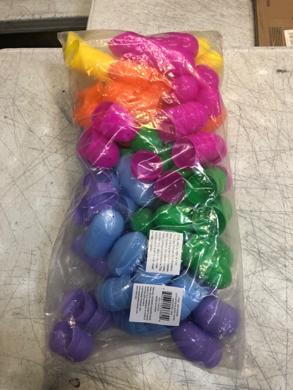 Photo 2 of 144 Pack - Assorted Colored Plastic Easter Eggs Empty in Bulk - Egg Hunt Toys