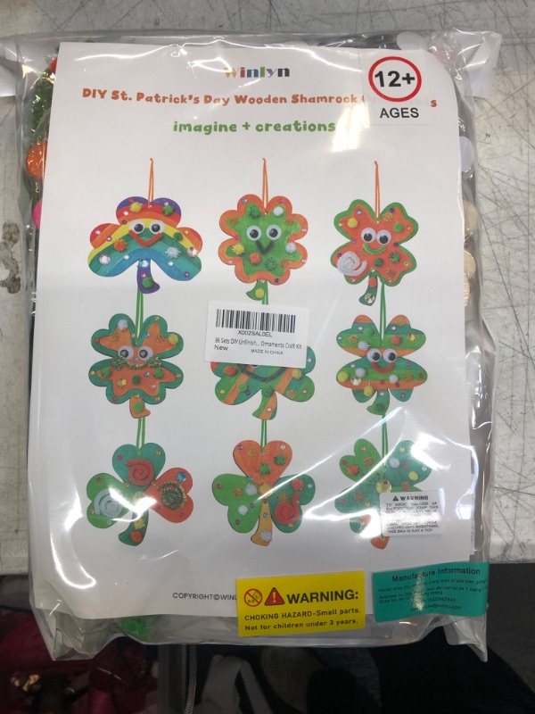 Photo 2 of 36 Sets St. Patrick's Day Decorations DIY Lucky Shamrock Ornaments Craft Kits Assorted Paintable Unfinished Wood Shamrock Four-Leaf Clover Googly Eye for Kids Art Project Irish Gift Classroom Activity