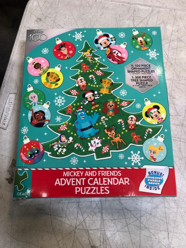 Photo 2 of Ceaco - Disney's 100th Anniversary – Mickey And Friends – 12 Days Of Christmas Advent Calendar Puzzles – Eleven 100 Piece Mini Ornament Jigsaw Puzzles And One 300 Piece Christmas Tree Jigsaw Puzzle – 1,400 Total Pieces