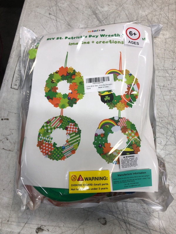 Photo 2 of 12 Sets St. Patrick's Day Shamrock Wreath Sign Decorations Foam St. Patrick's Day Craft Kits Lucky Shamrock Four-Leaf Clover Rainbow Foam Stickers for Kids Party Favors Classroom Activity Art Project