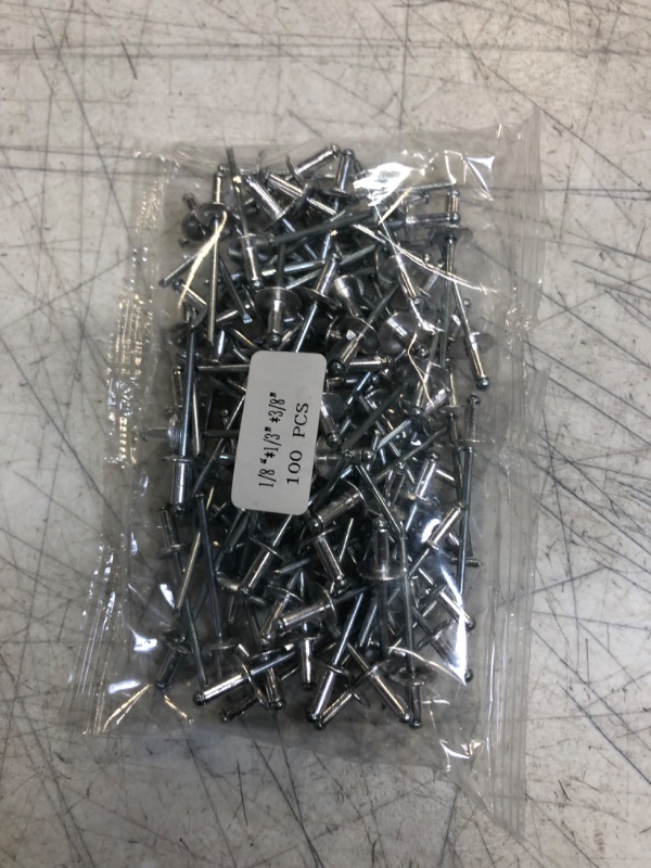 Photo 2 of 100pcs Large Flange Aluminum Blind Rivets (Silver),Steel Mandrel/Aluminum Body,for Sheet Metal Automotive and Furniture,Silver or Black (Silver, 3/16"x5/8"x5/8"(4.8 * 16 * 16mm))
