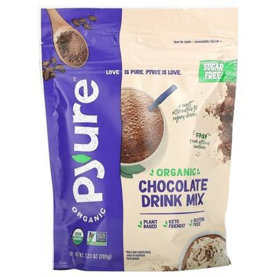 Photo 1 of Pyure Organic Chocolate Drink Mix, Keto, 0 Sugar, 7.23 oz (205 g) BB 2025